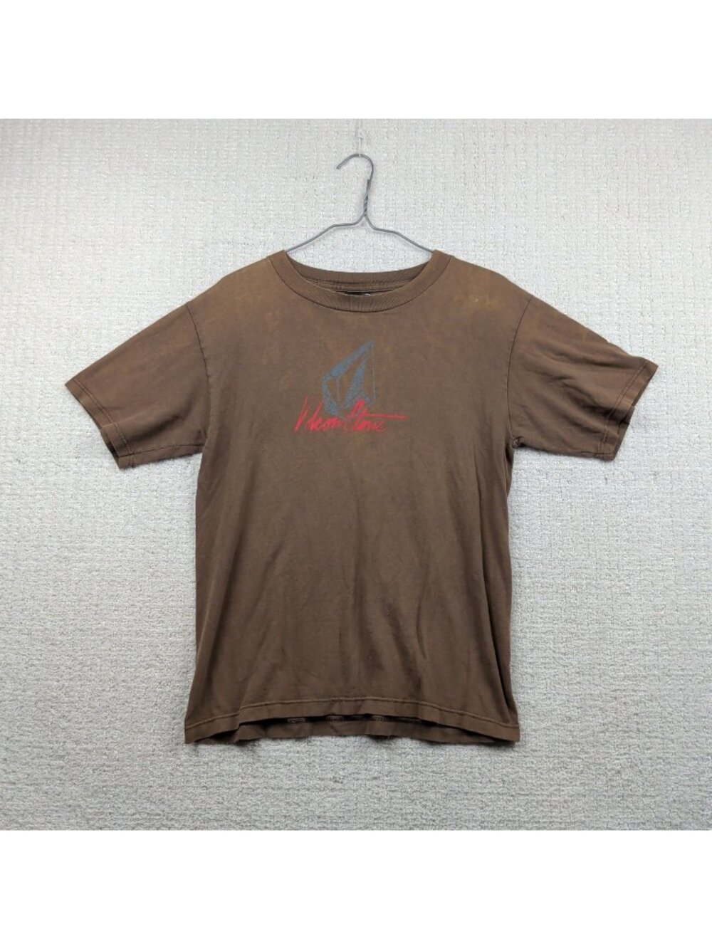 Y2K Volcom Stone Graphic Tee Shirt Brown Fade Skateboard Surfer 2000's Read
